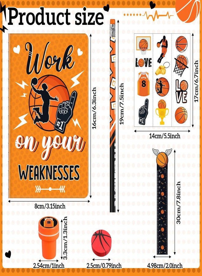 Capoda 168 Pcs Basketball Birthday Party Favors Basketball Treats for Team Goodie Bags Stuffers Student Prizes Mini Notebook Pencil Stamp Sticker Stationery Set for Classroom Rewards Birthday Gift - Image 2
